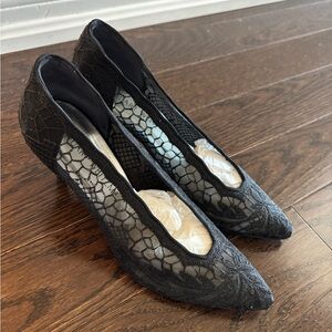 Stuart Weitzman Black Lace Heels